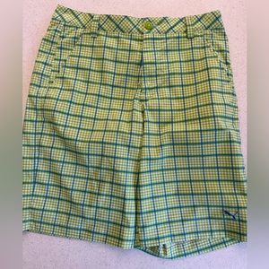COPY - Puma Men’s Golf Shorts! Size W32. Like New! Plaid - Green & Blue,